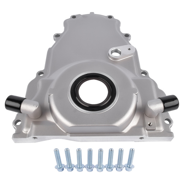 Timing Chain Cover w/ Dual-10AN Turbo Oil Drain Bungs for Gen IV GM LS Series Engines 6.0L 5.3L 4.8L 6.2L V8