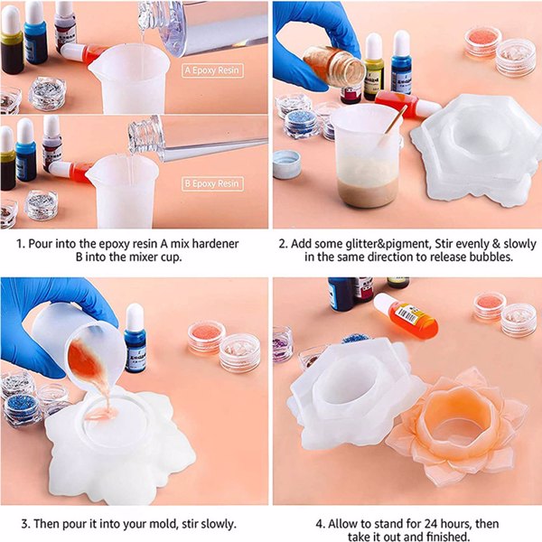 Lotus Flower Candle Holder Epoxy Casting Mold, Silicone Ashtray Candlestick Holder Mold for Epoxy DIY Casting Ashtray, Candlestick Holders,Tea Light Holder, Trinket Box, Soap Dish