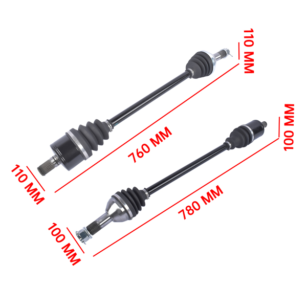 2 Front + 2 Rear CV Axle Shaft for Can-Am Defender MAX Traxter HD10 XMR XT DPS Black