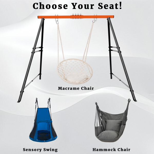 Porch Swing Frame, 550lbs Weight Capacity Swing Stand, Heavy Duty A-Frame Swing, Swing Stand Frame for Yoga Hammock Saucer Baby Porch Swing (Orange, Swing NOT Included)