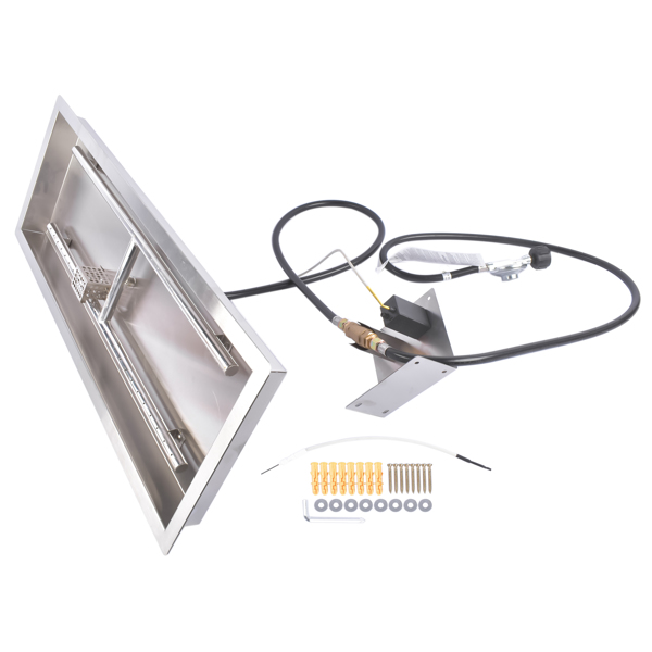 30x10-inch Fire Pit Pan Stainless Steel Fire Pit Burner Kit Rectangular Indoor or Outdoor