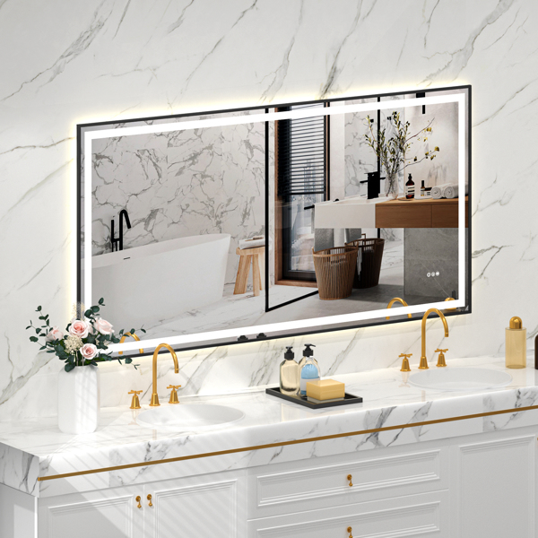 72x36“黑色环保银镜双LED灯条前后照明+LTL【周末不发货，TK/TEMU订单仅支持自提】-7