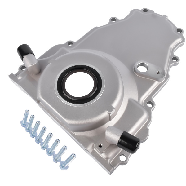 Timing Chain Cover w/ Dual-10AN Turbo Oil Drain Bungs for Gen IV GM LS Series Engines 6.0L 5.3L 4.8L 6.2L V8