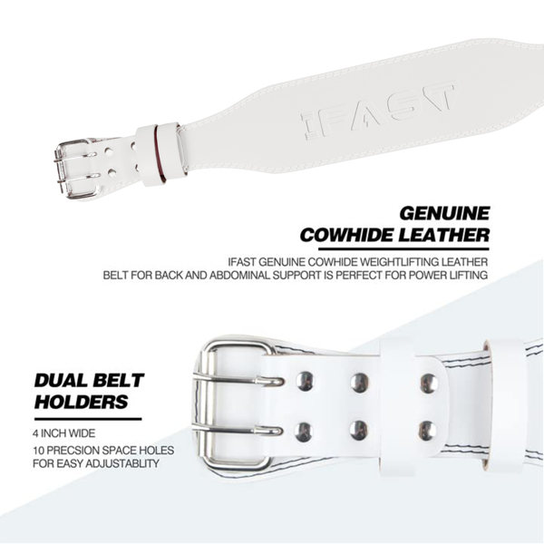 M码举重腰带、带4英寸衬垫腰部支撑带的皮革举重带，适用于举重举重、交叉训练、深蹲练习-3