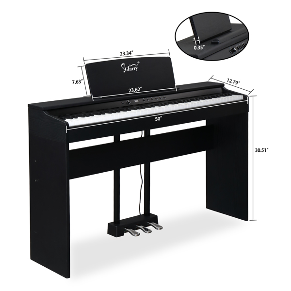 GDP-105 88 Keys Standard Full Weighted Keyboards Digital Piano with Furniture Stand, Power Adapter, Triple Pedals, Headphone，for All Experience Levels Black