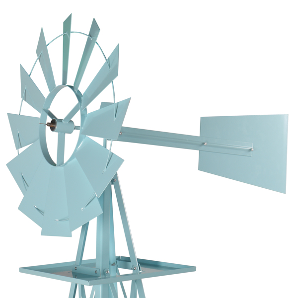 8FT Weather Resistant Yard Garden Windmill Blue