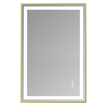 24x36\\" Gold Tempered Mirror Dual LED Light Strips Front and Back Lighting[Unable to ship on weekends,usps/fedex]