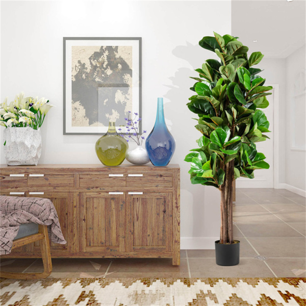 5 Feet Artificial Fiddle Leaf Fig Tree Outdoor Office Decorative Planter