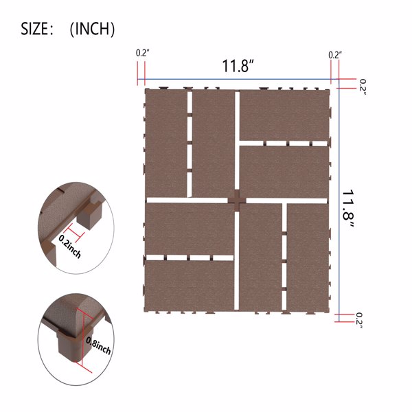 DIY friendly, easy to clean interlocking deck tiles, 11.8