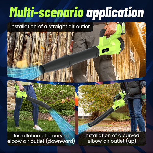 Leaf Blower Cordless, 400CFM &200MPH Brushless Motor Electric Leaf Blower with 2X 21V 4.0Ah Battery Powered ，5 Speed Powerful Blowing Ideal for Lawn Care & Yard Blowing Leaves, Snow（FBA delivery)