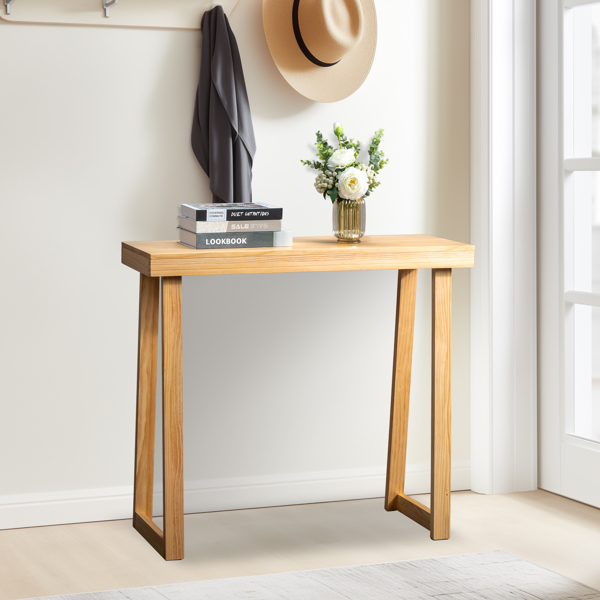 35.8 Inch Solid Wood Console Table for Entryway, Sofa Table Narrow Entryway Table for Hallway, Behind The Couch, Living Room, Foyer, Wood Color