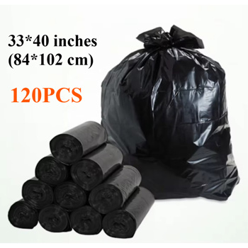 120-Pack 35 Gallon Lightweight Stretchable Trash Bags - Star-Sealed Bottom, Black Plastic Liners, Perfect Fit for 30-35 Gallon Cans, Great for Home & Small Business Cleanup