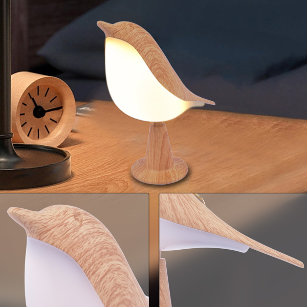 Touch Bird LED Table Lamp Cordless Desk Light 3 Level Brightness 6W USB Charging