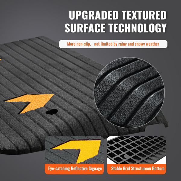 升级的3英寸天然橡胶门槛坡道-重型防滑设计，带单排水槽|支撑高达33000磅，非常适合轮椅、踏板车和手推车|室内和室外使用（周末不发货，禁售亚马逊）-4