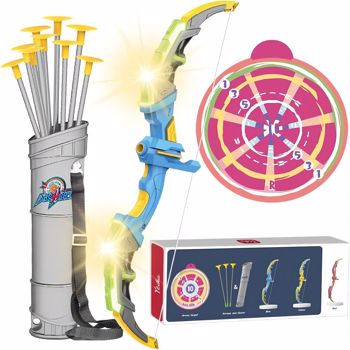 Bow & arrow toy set, LED-lit archery toy ,10 suction cup arrows, targets and arrow holders, indoor and outdoor children\\'s toys suitable for boys and girls.Logistics is randomly sent by UPS/USPS/FEDEX