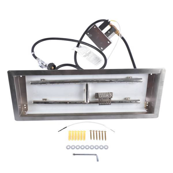 24 x 8-inch Fire Pit Pan Stainless Steel Fire Pit Burner Kit Rectangular Indoor or Outdoor