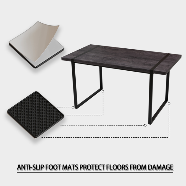 59英寸MDF黑色木制餐桌和现代餐椅4件套，中世纪木制厨房餐桌套，矩形金属底座，餐桌和绒面椅-11