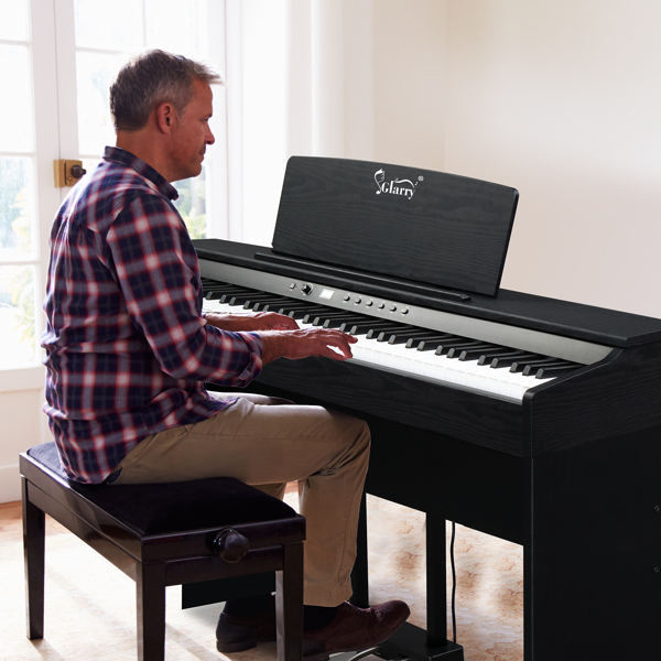 GDP-105 88 Keys Standard Full Weighted Keyboards Digital Piano with Furniture Stand, Power Adapter, Triple Pedals, Headphone，for All Experience Levels Black