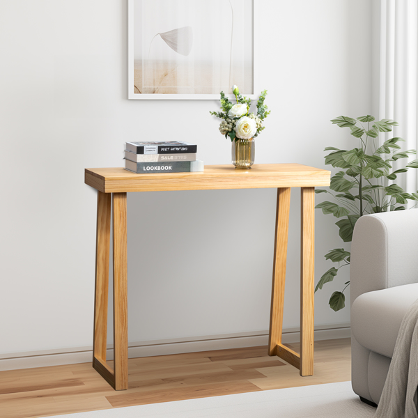 35.8 Inch Solid Wood Console Table for Entryway, Sofa Table Narrow Entryway Table for Hallway, Behind The Couch, Living Room, Foyer, Wood Color