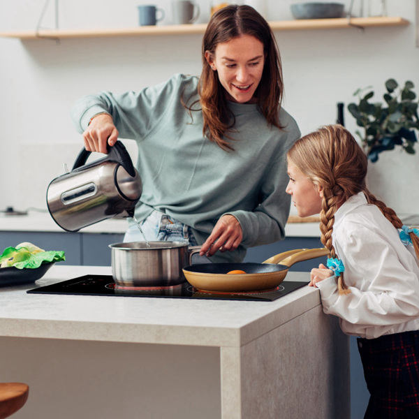 Dual Induction Burners Electric Cooktop 110V Total 1900W Electric Stove Built-in Electric Ceramic Stove with Timer Setting 9 Firepower Levels Over Heating Protection