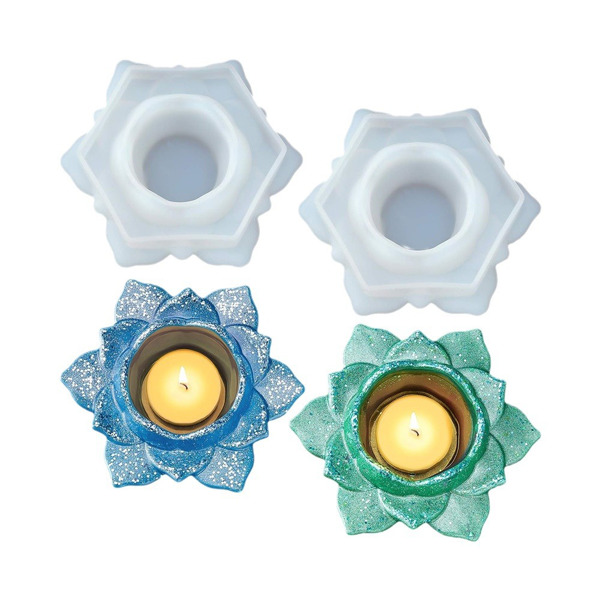Lotus Flower Candle Holder Epoxy Casting Mold, Silicone Ashtray Candlestick Holder Mold for Epoxy DIY Casting Ashtray, Candlestick Holders,Tea Light Holder, Trinket Box, Soap Dish
