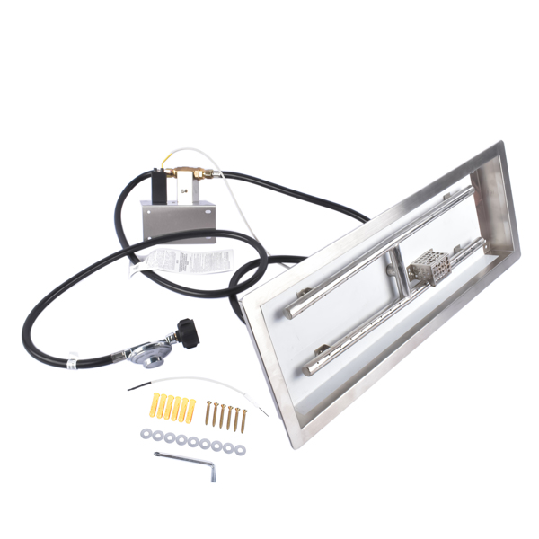 24 x 8-inch Fire Pit Pan Stainless Steel Fire Pit Burner Kit Rectangular Indoor or Outdoor
