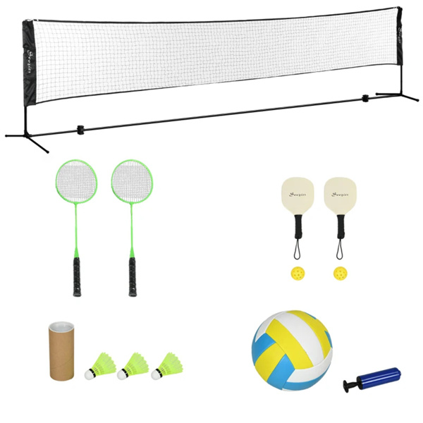Portable badminton set with adjustable height suitable for badminton, volleyball, etc