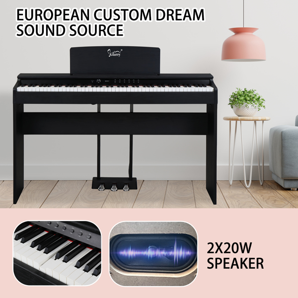 GDP-105 88 Keys Standard Full Weighted Keyboards Digital Piano with Furniture Stand, Power Adapter, Triple Pedals, Headphone，for All Experience Levels Black