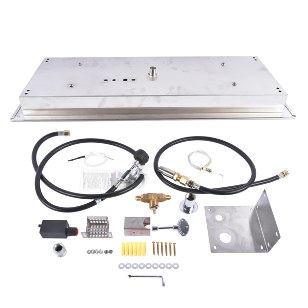 24 x 8-inch Fire Pit Pan Stainless Steel Fire Pit Burner Kit Rectangular Indoor or Outdoor