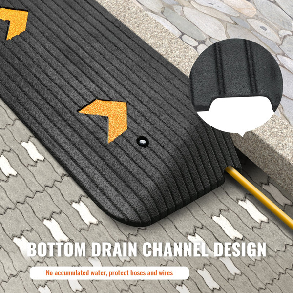 升级的3英寸天然橡胶门槛坡道-重型防滑设计，带单排水槽|支撑高达33000磅，非常适合轮椅、踏板车和手推车|室内和室外使用（周末不发货，禁售亚马逊）-5