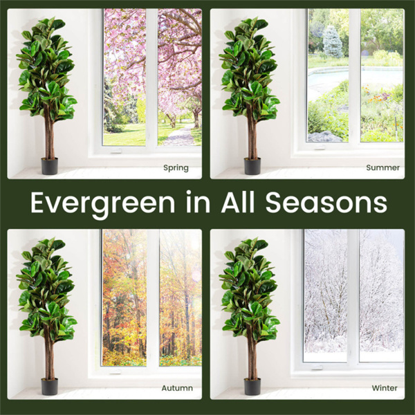 5 Feet Artificial Fiddle Leaf Fig Tree Outdoor Office Decorative Planter