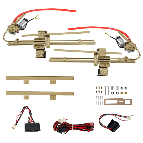 2 Door Flat Glass Power Window Kit with Switches Wiring Universal