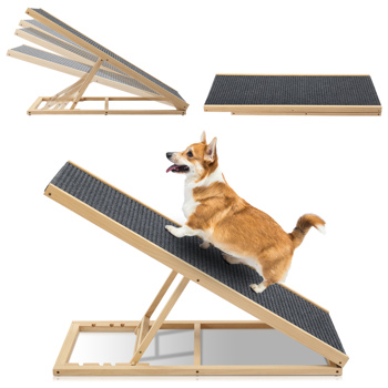 Large Dog Pet Ramp Stairs with Adjustable Height for Bed Couch Car Truck SUV, Foldable Dog Ramp for Small & Large Pets to Get on High Beds Sofas and Vehicles