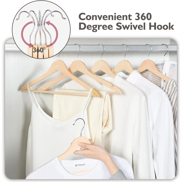 商用级厚木衣架10件套，带防滑凹槽-丝绸、羊绒和设计师服装的豪华衣橱必备品（周末不发货，禁售亚马逊）-5