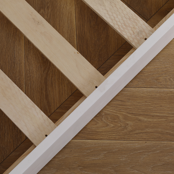Elevated Cross Guard Rail with Slide Twin Pine Wooden Bed White