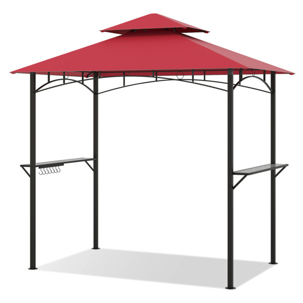  8 x 5 x 8.4 ft Red Outdoor Grill Gazebo Canopy with 2 Shelves 