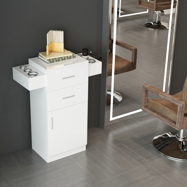 【Same code 89922933】Barbershop Salon Locker / Hair Dryer Rack Drawer with Lock White