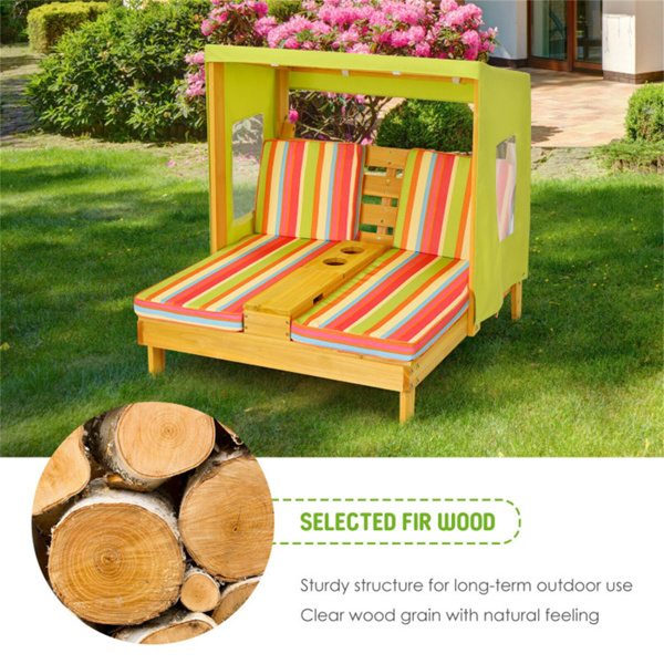 Colorful Kids Patio Lounge Chair with Cup Holders and Awning  