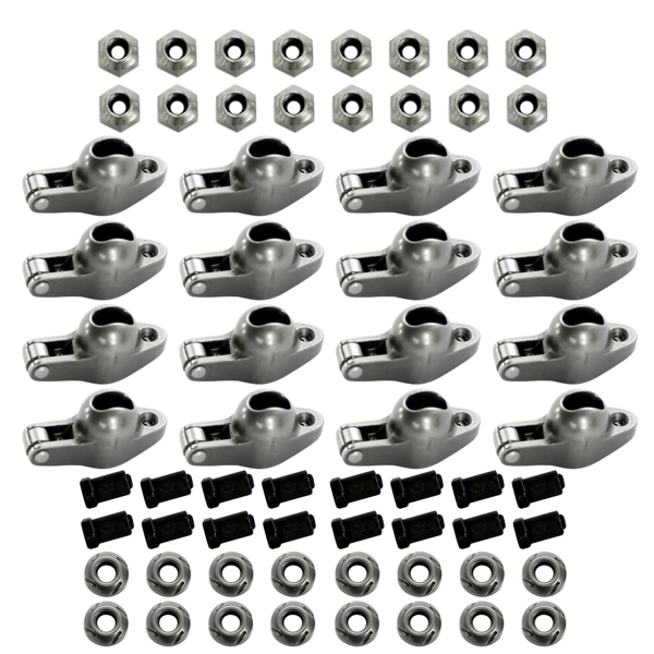 16Pcs Steel Roller Tip Rocker Arms Set for Small Block Chevy 305 350 400 1.6 Ratio 3/8