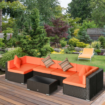 Rattan Three-Seat Sofa