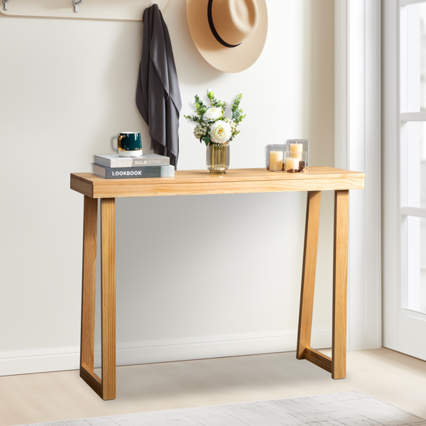 43.3 Inch Solid Wood Console Table for Entryway, Sofa Table Narrow Entryway Table for Hallway, Behind The Couch, Living Room, Foyer, Wood Color