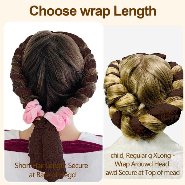 Satin heatless hair curler, Lazy Natural Soft Wave DIY heatless curls for Sleep in Overnight, for All Hair Types - Brown