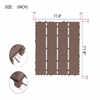 DIY friendly, easy to clean interlocking deck tiles, 11.8\\"x11.8\\" patio flooring 44 pieces per