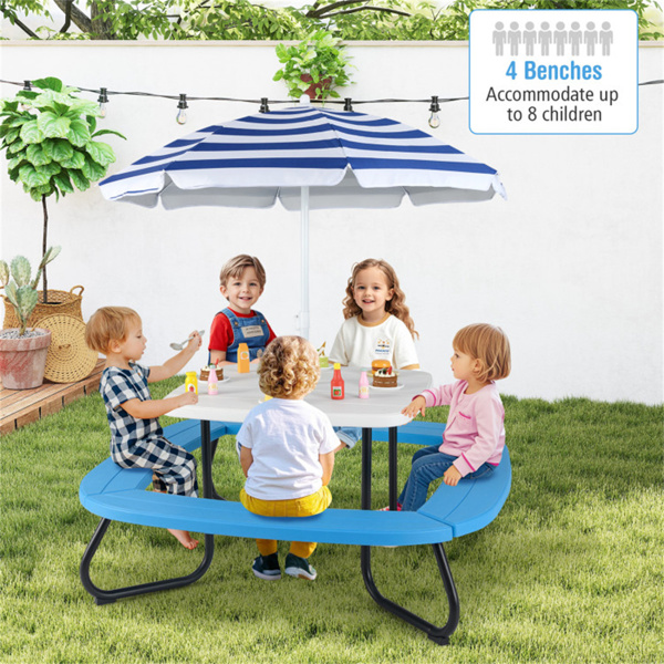  Kids Picnic Table Outdoor Activity Table With Umbrella -White