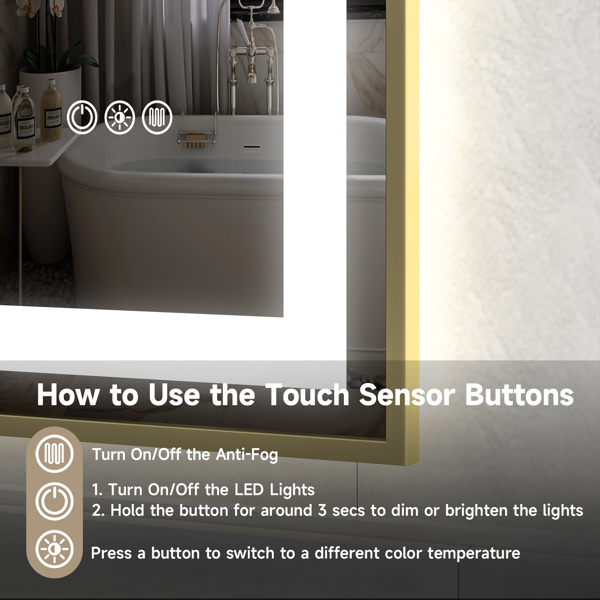 72x36“金色环保银色镜子双LED灯条前后照明+LTL【周末不发货，TK/TEMU订单仅支持自提】-6