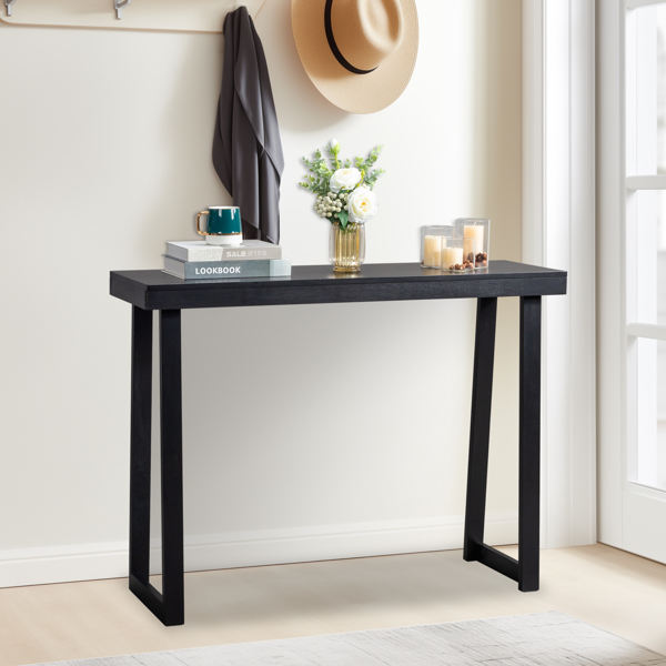 43.3 Inch Solid Wood Console Table for Entryway, Sofa Table Narrow Entryway Table for Hallway, Behind The Couch, Living Room, Foyer, Black