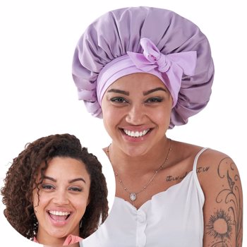 Silk Bonnet for Sleeping Women, Satin Hair Bonnet for Sleeping for Wavy Curly Natural Hair Women Men - Rose Red