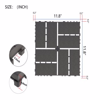 DIY friendly, easy to clean interlocking deck tiles, 11.8\\"x11.8\\" patio flooring 44 pieces per
