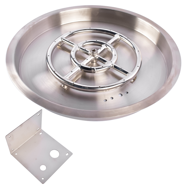 19-inch Recessed Fire Pit Pan Stainless Steel Fire Pit Burner Kit Round Indoor or Outdoor
