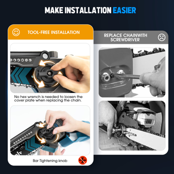 Mini Chainsaw 6 Inch Included 2Pcs Max 4.0Ah Battery, Upgraded Lightweight Handheld Chainsaw with Automatic Oiler, Small Handheld Battery Powered Super Saws for  Courtyard& Garden（FBA delivery)